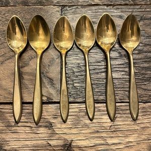 Vintage Dirigold Dirilyte Gold small Demitasse baby Spoons (6)
